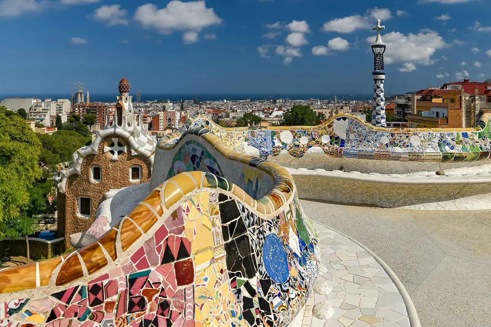 The terrace of Park Güell above Barcelona