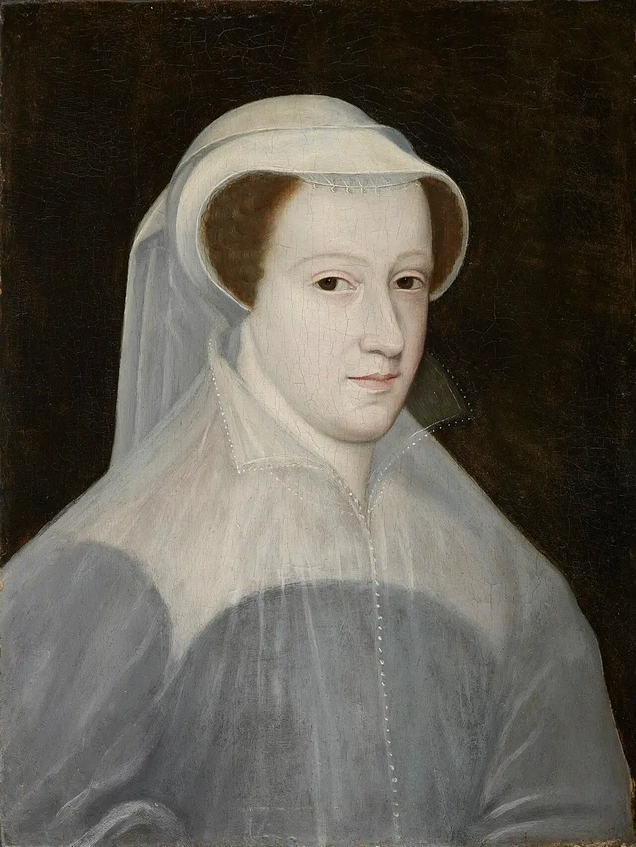 Portrait of Mary, Queen of Scots, in a white mourning veil and cap