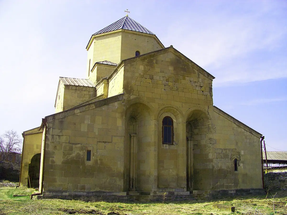 The Tsromi church, a domed stone church, seen from the east with deep niches in its wall