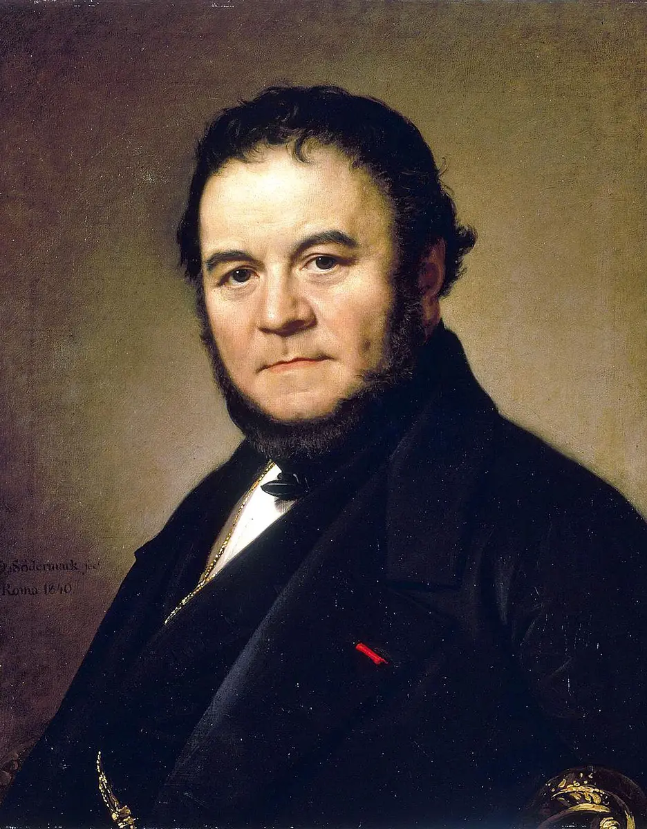 Portrait of Stendhal in a dark coat, with side whiskers