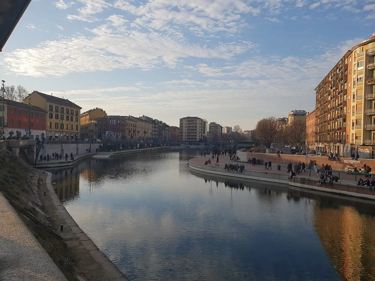 The Darsena, Milan’s old canal harbor, in late afternoon light