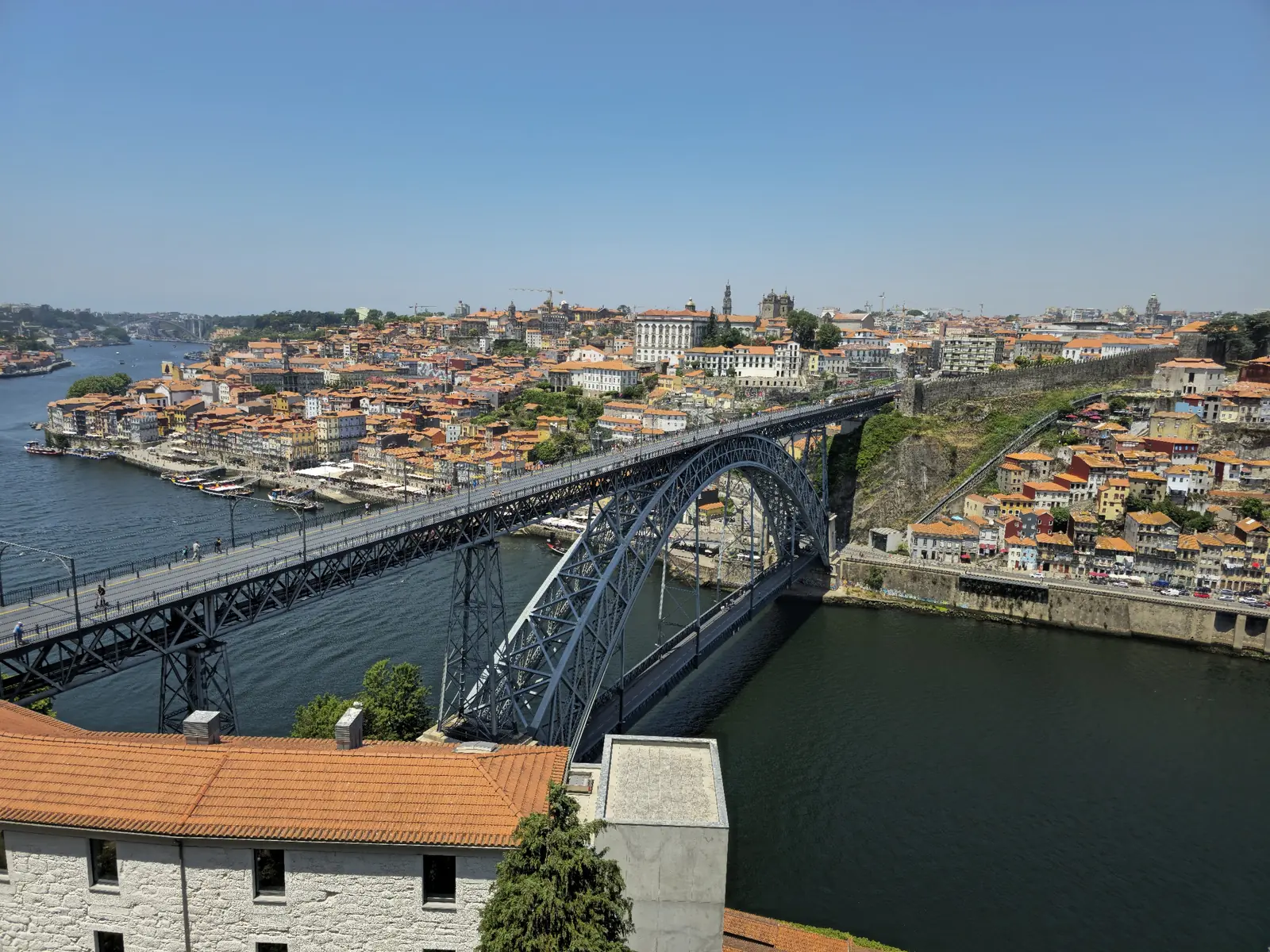 Porto from above, the Dom Luís I bridge crossing the Douro to the old town