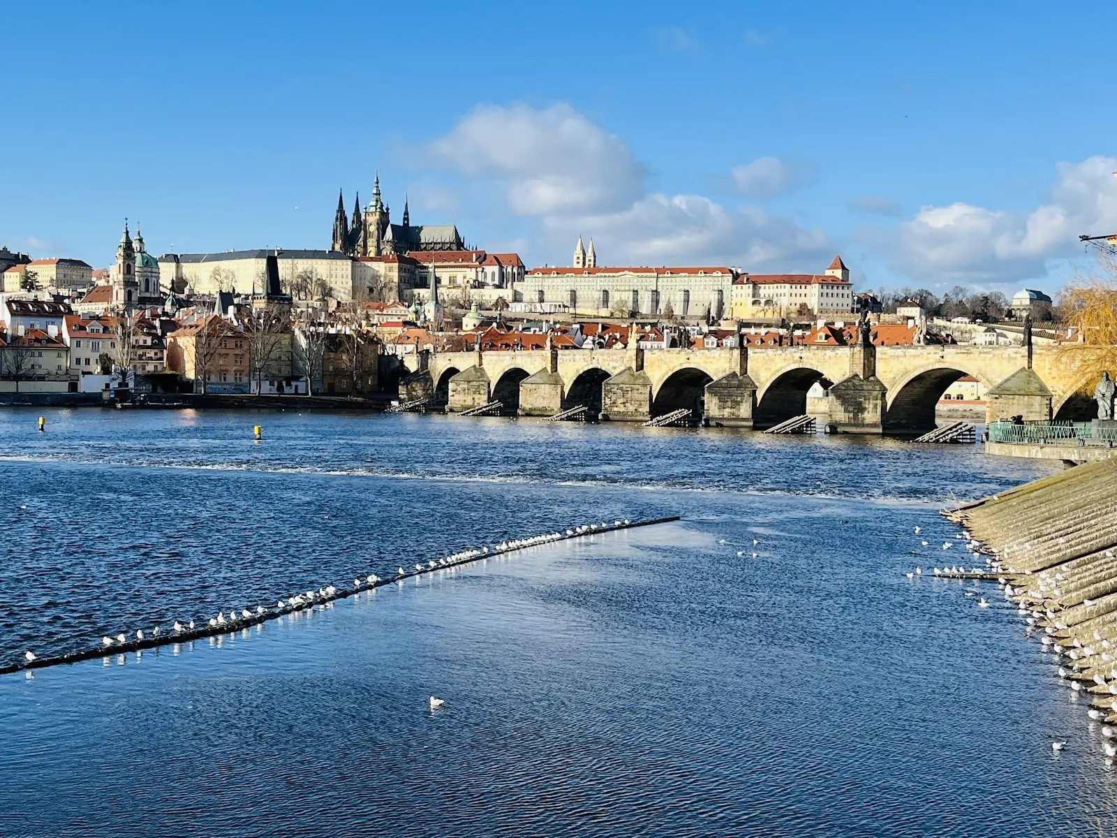 The Charles Bridge and Prague Castle across the Vltava river