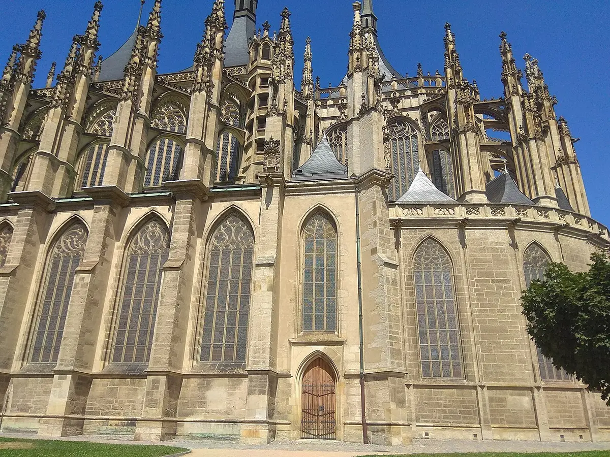 The Gothic choir of St. Barbara’s Church in Kutná Hora, with flying buttresses and many pinnacles