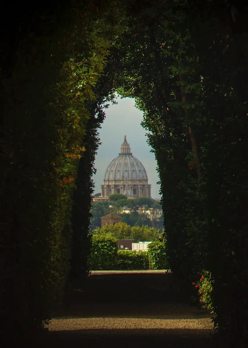 St. Peter’s dome seen through the Knights of Malta keyhole on the Aventine