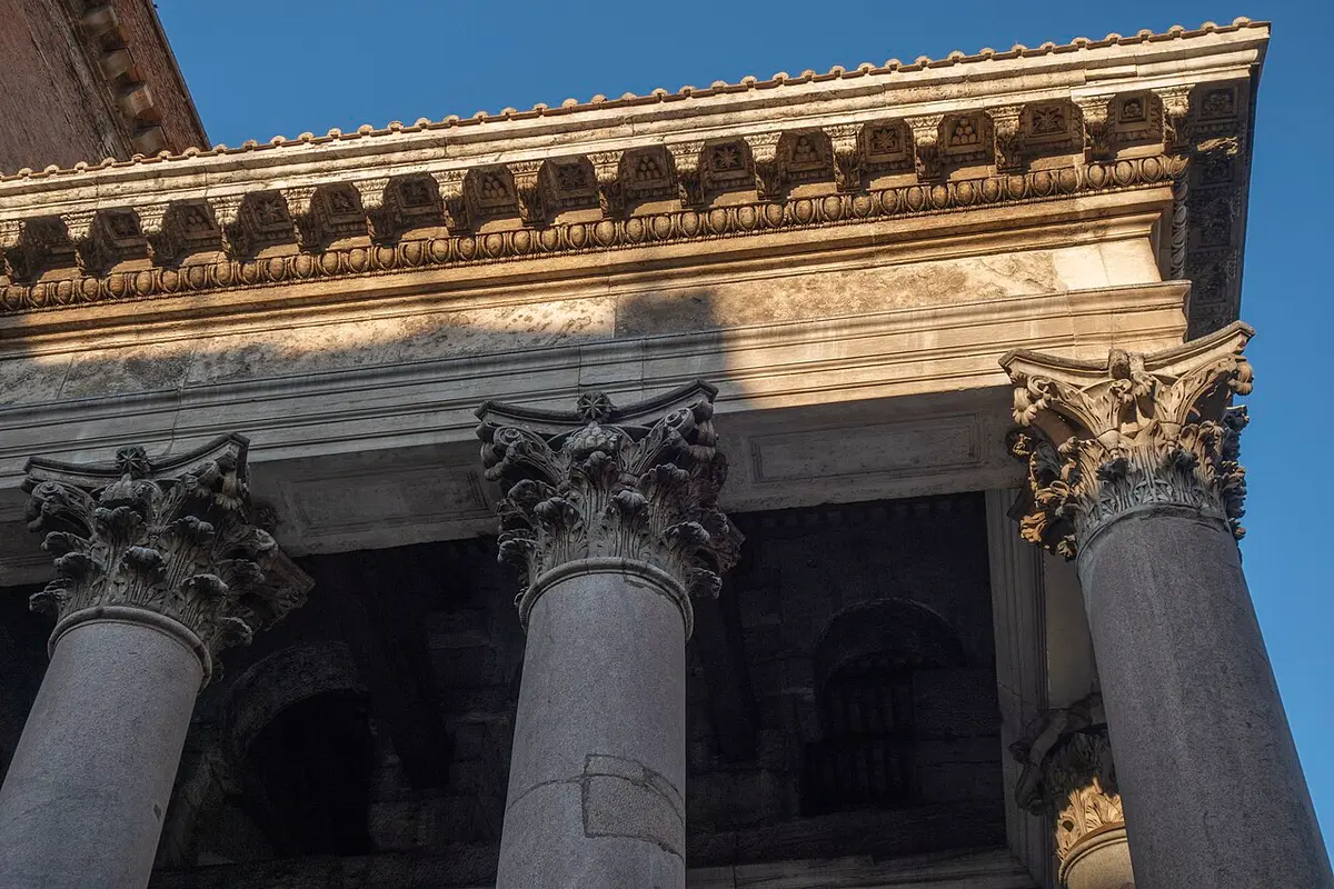 The columns and capitals of the Pantheon’s portico