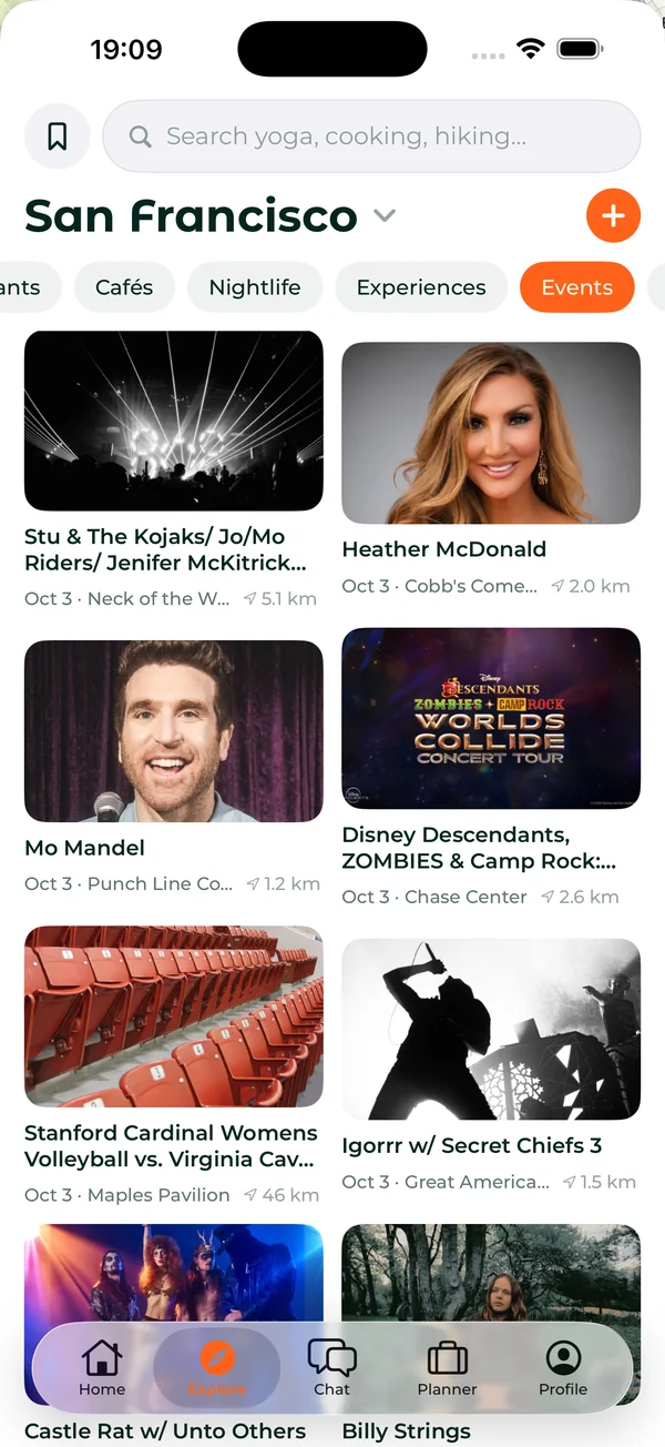 Events in San Francisco on the trip dates: concerts and games